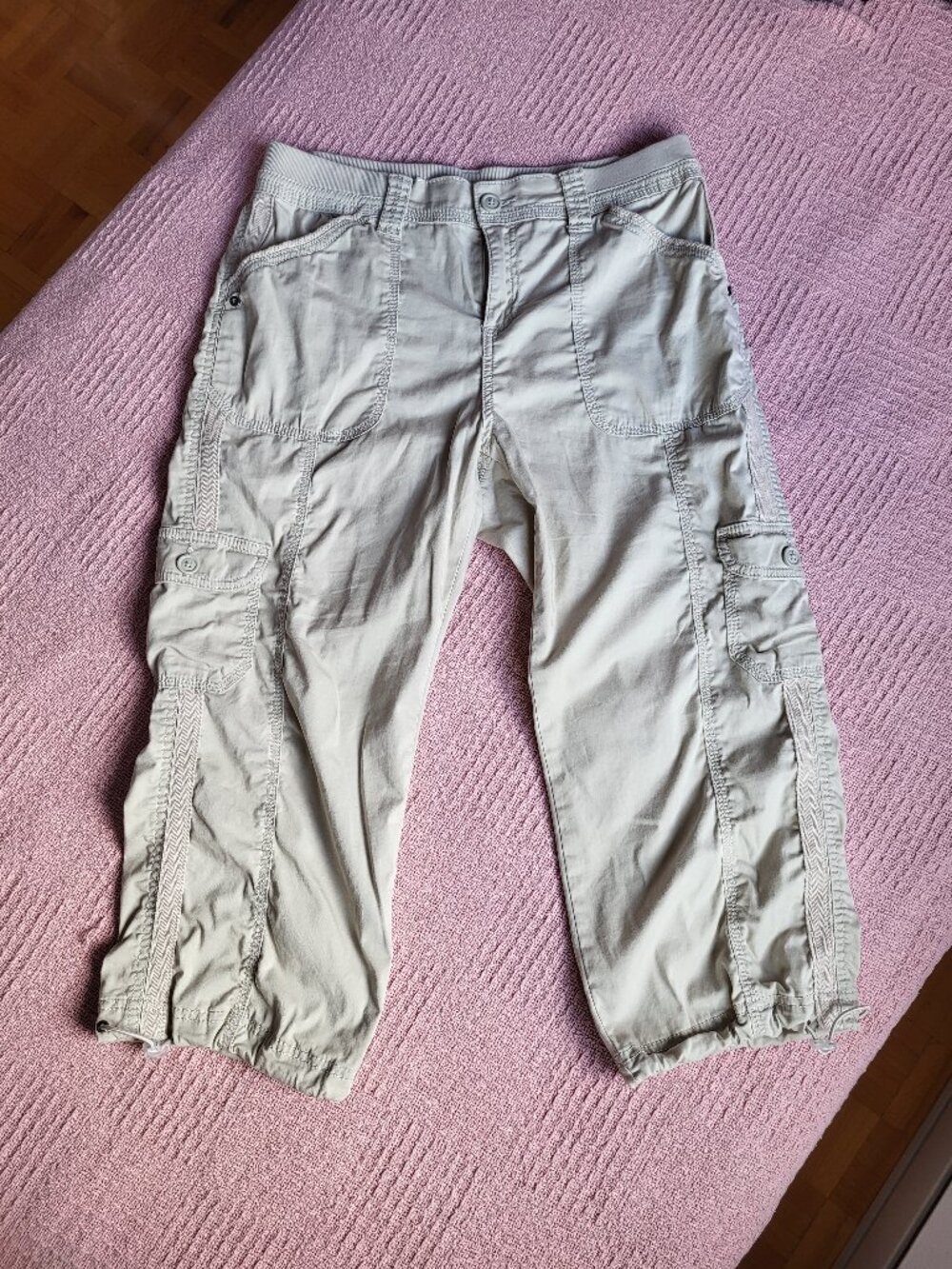 Style & Co. Women’s Cotton Grey Beige Cargo Capri Pants